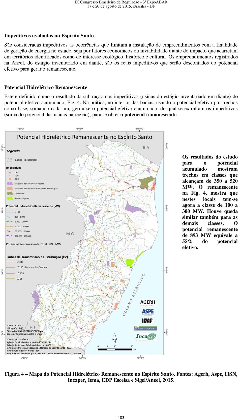 Os empreendimentos registrados na Aneel, do estágio inventariado em diante, são os reais impeditivos que serão descontados do potencial efetivo para gerar o remanescente.