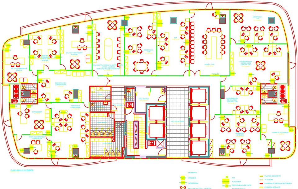 = 45,81m² RENIÃO - CCR A = 61,85 m² /TELÃO IA DE RECURSOS JUDICIAIS - CRJ A = 52,83 m² DA CORREGEDORIA A = 43 m² CORREGEDOR A = 49,30 m² IA DE RECURSOS JUDICIAIS - CRJ A =