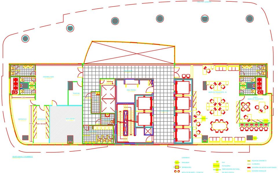 SUPERIOR CIRCULAÇÃO A = 50,00 m² DESEMBALAGEM A = 42,35m² TELEFONE A = 8,23 m² A = 18,30