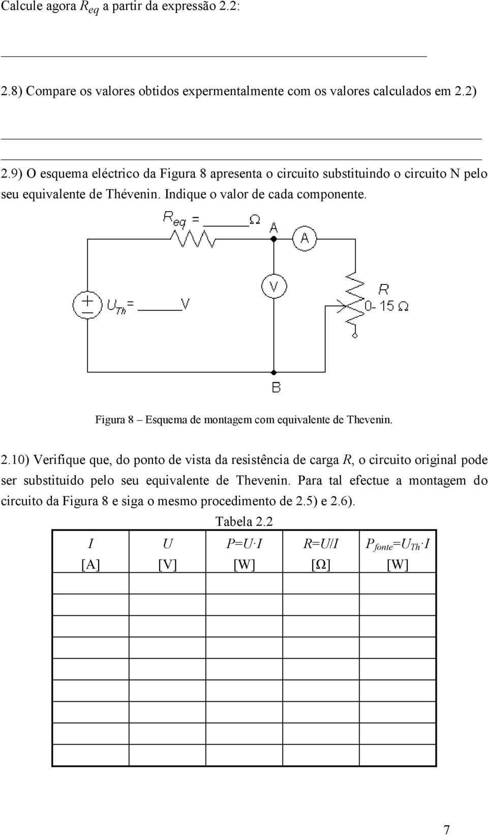 Figura 8 Esquema de montagem com equivalente de Thevenin. 2.