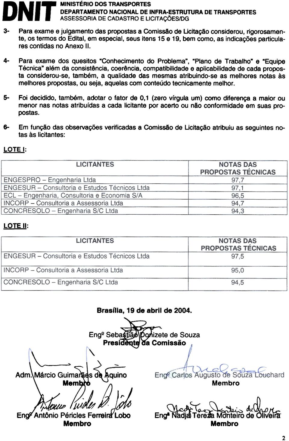 aplicabilidade de cada proposta considerou-se, também, a qualidade das mesmas atribuindo-se as melhores notas às melhores propostas, ou seja, aquelas com conteúdo tecnicamente melhor 5- Foi decidido,