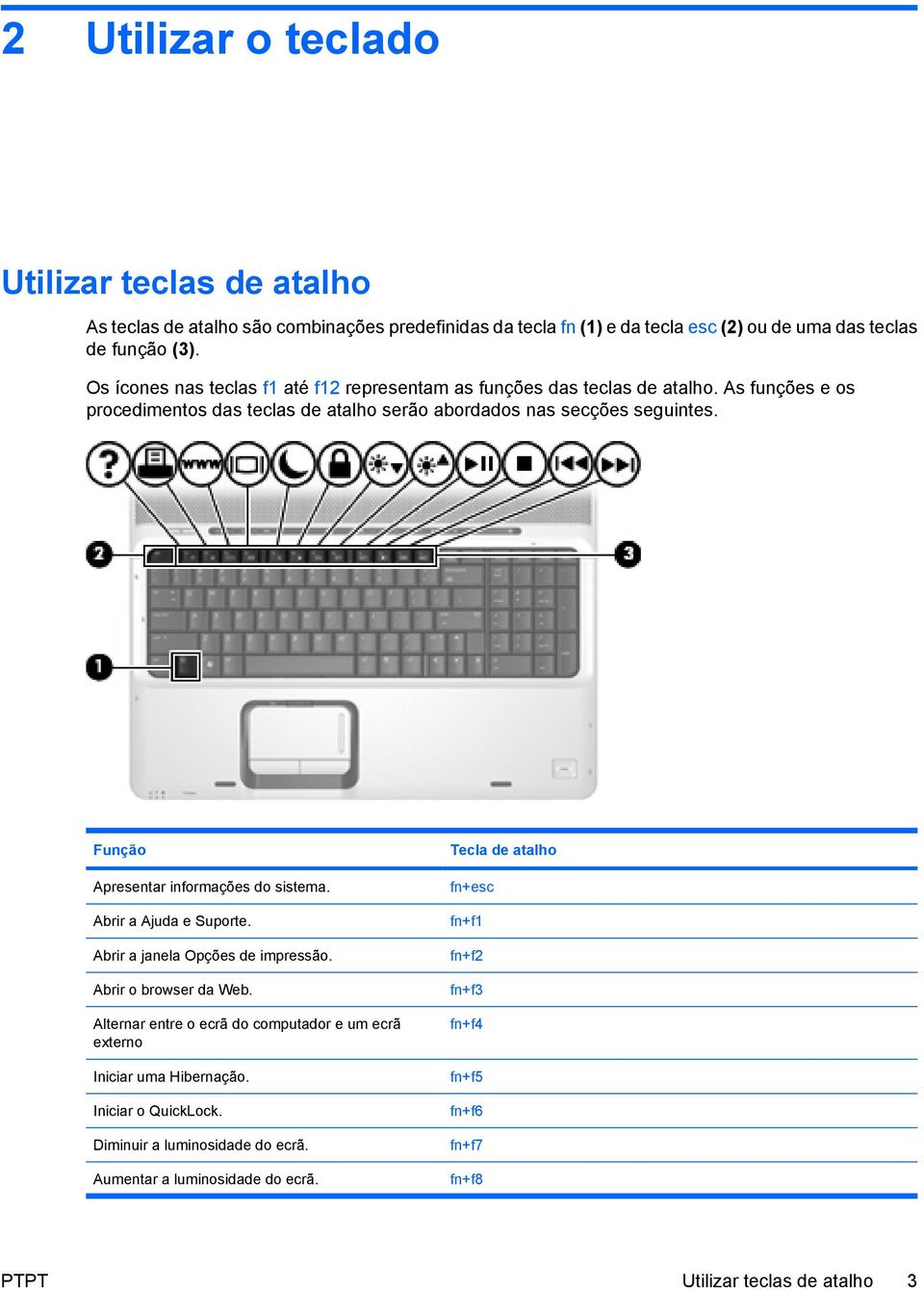 Função Apresentar informações do sistema. Abrir a Ajuda e Suporte. Abrir a janela Opções de impressão. Abrir o browser da Web.