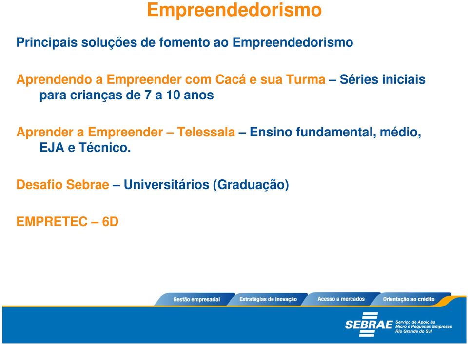 crianças de 7 a 10 anos Aprender a Empreender Telessala Ensino