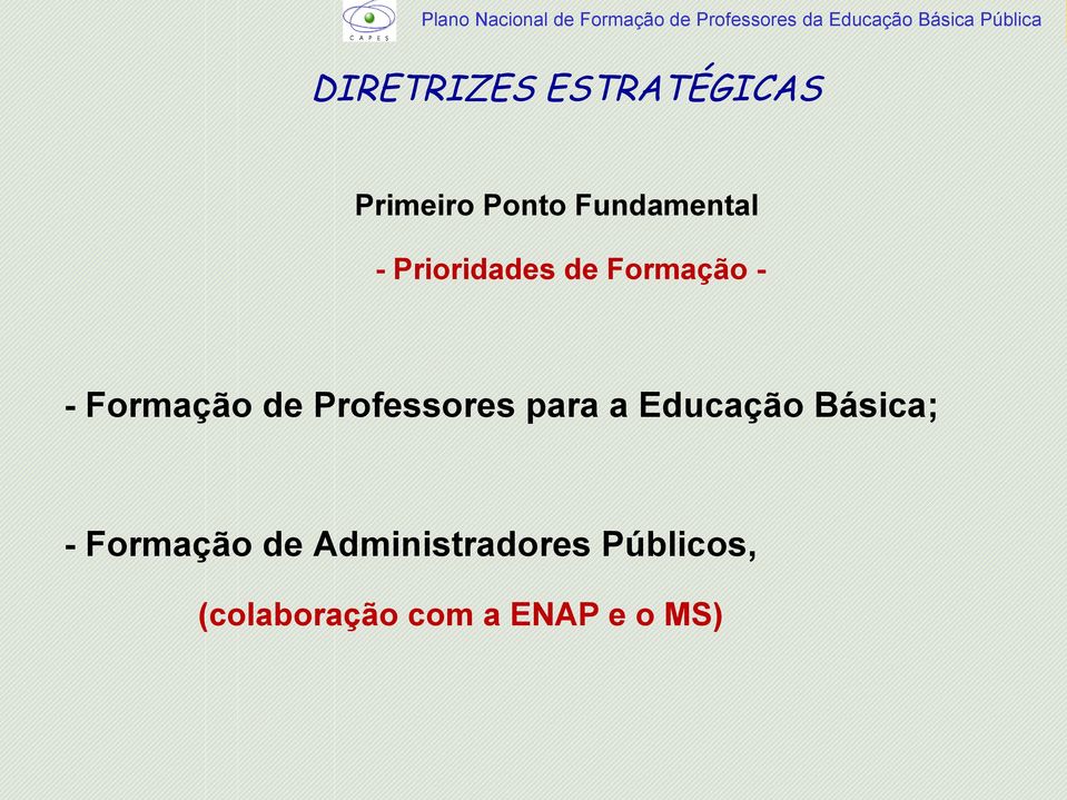 Formação de Professores para a Educação Básica; -