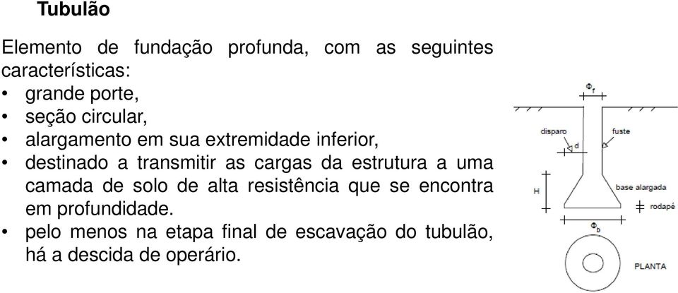 transmitir as cargas da estrutura a uma camada de solo de alta resistência que se