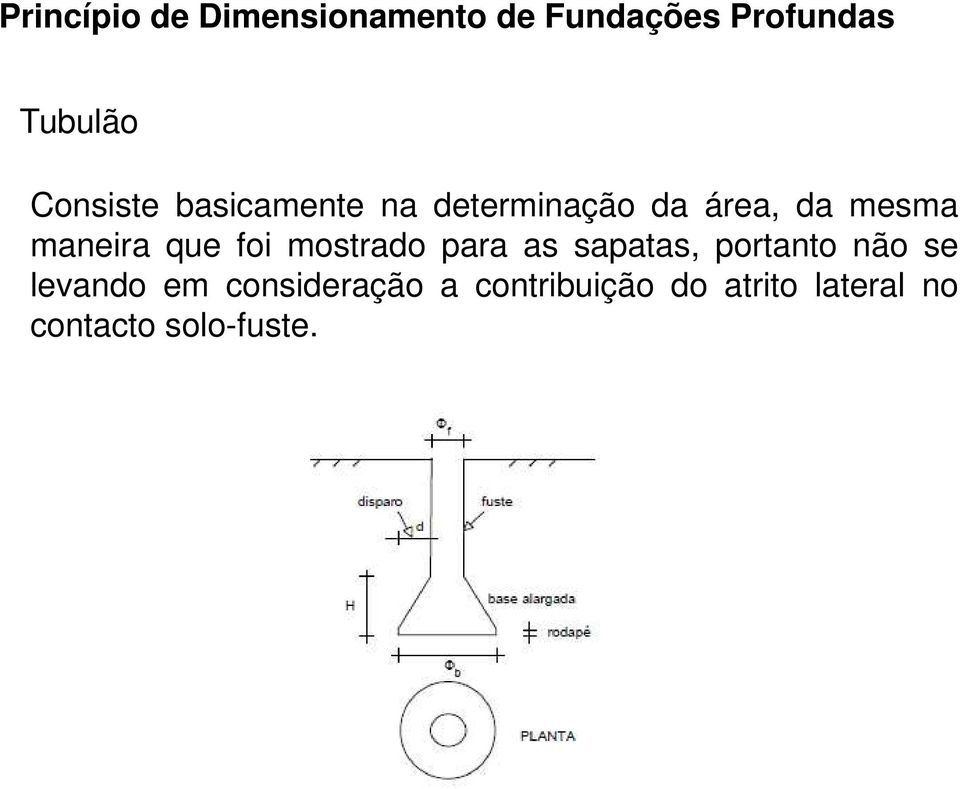 que foi mostrado para as sapatas, portanto não se levando em