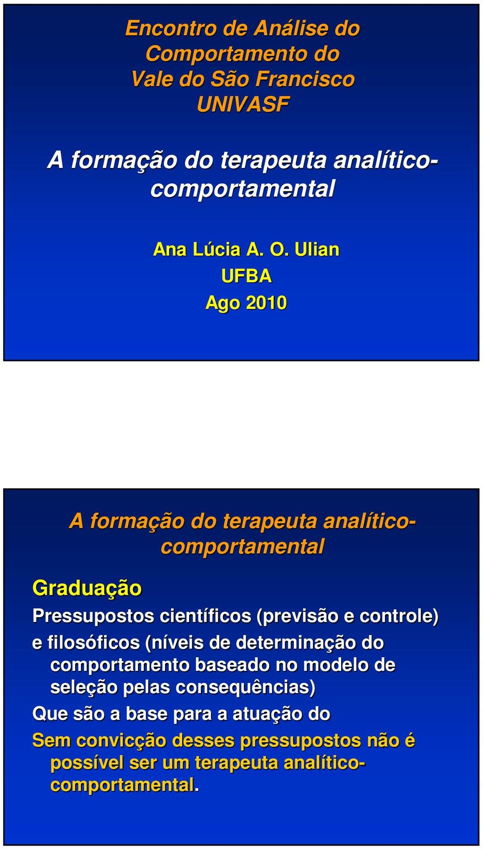 formação do terapeuta