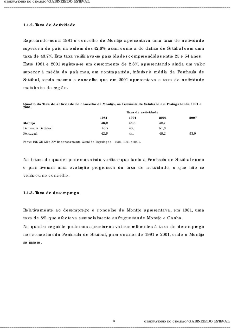 Esta taxa verificava-se para idades compreendidas entre 25 e 54 anos.