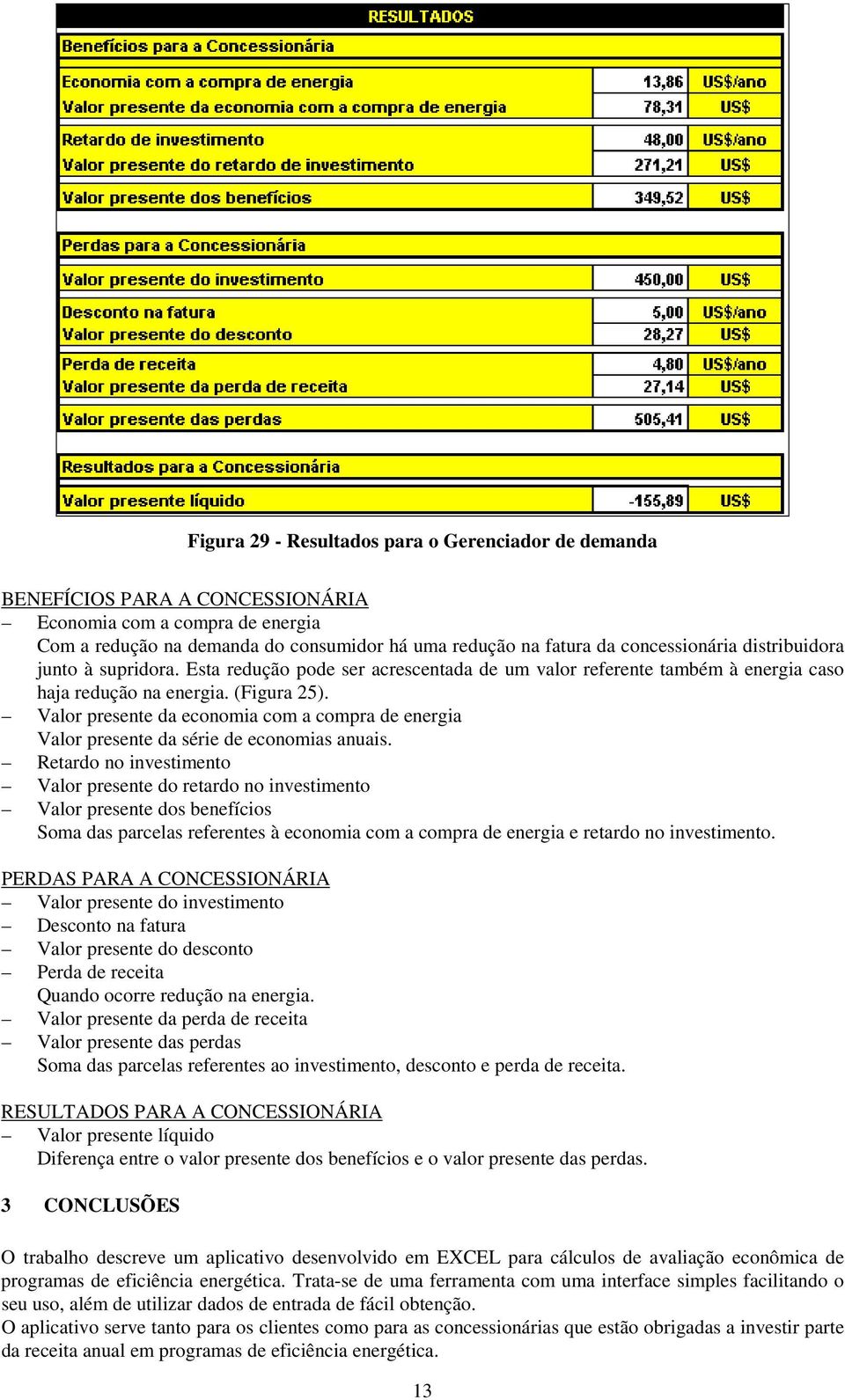 Valor presente da economia com a compra de energia Valor presente da série de economias anuais.