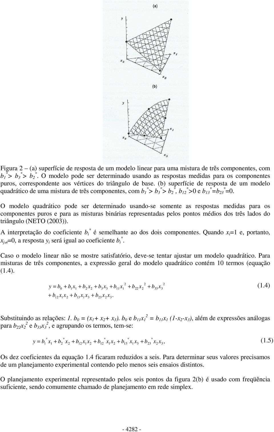(b) superfíce de resposta de um modelo quadrátco de uma mstura de três componentes, com b * > b 3 * > b *, b * >0 e b 3 * =b 3 * =0.