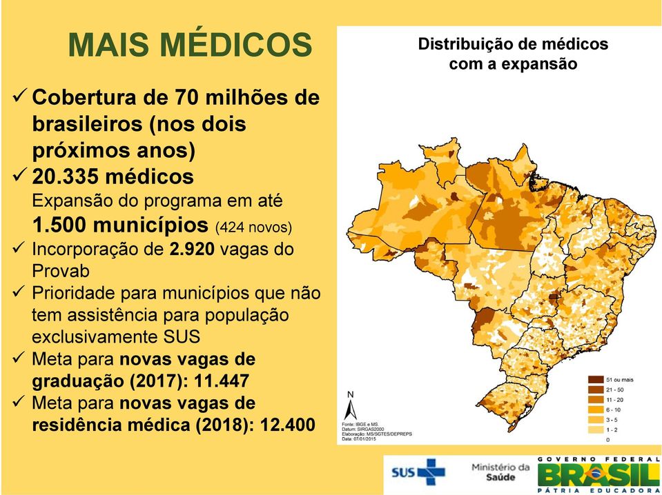 920 vagas do Provab Prioridade para municípios que não tem assistência para população exclusivamente SUS