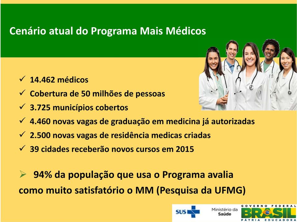 460 novas vagas de graduação em medicina já autorizadas 2.