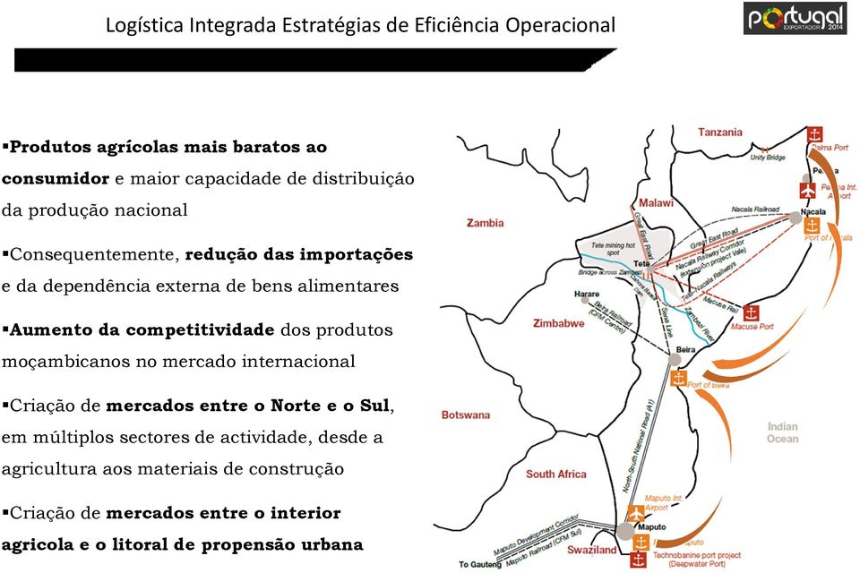 competitividade dos produtos moçambicanos no mercado internacional Criação de mercados entre o Norte e o Sul, em múltiplos sectores