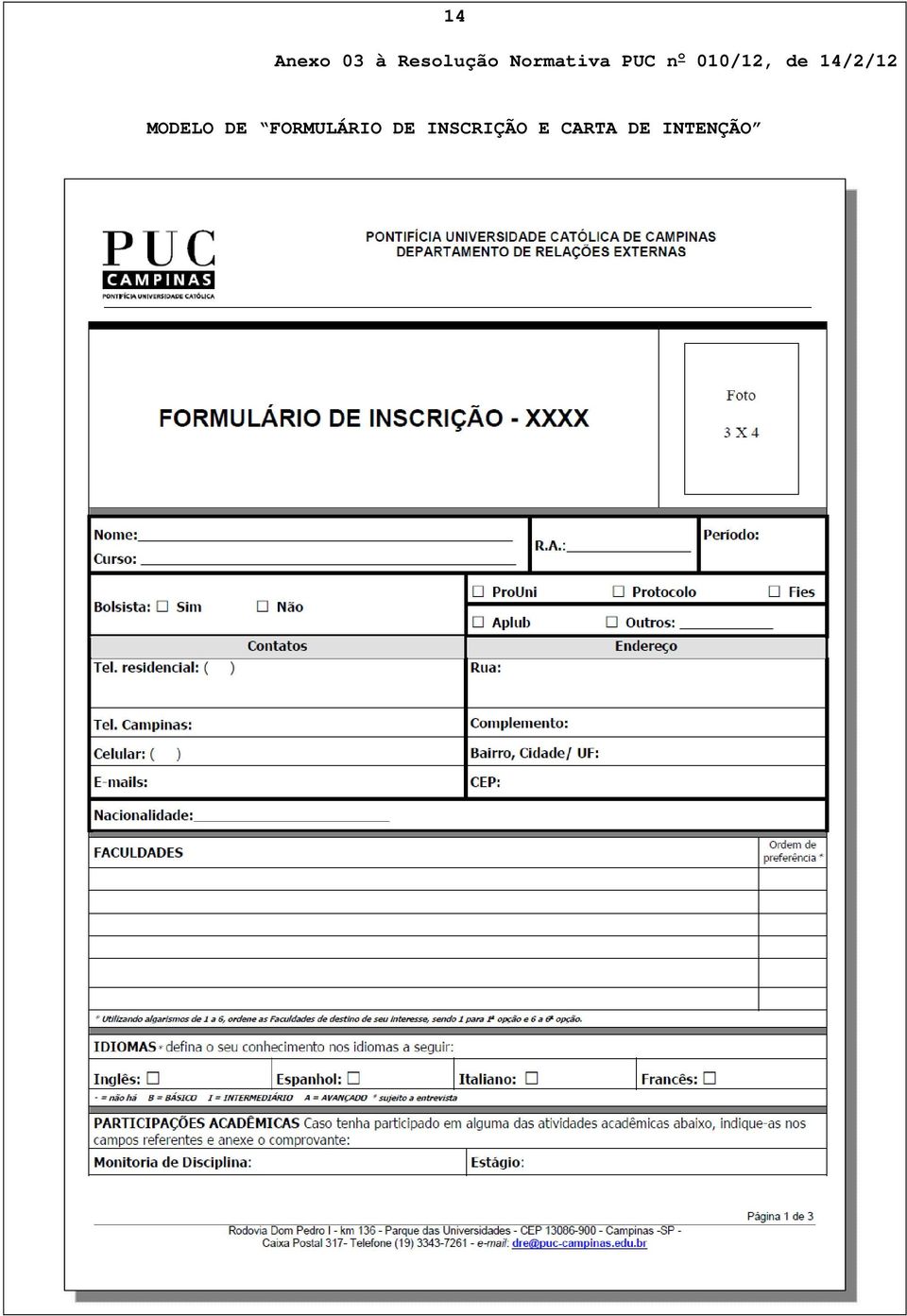 14/2/12 MODELO DE FORMULÁRIO