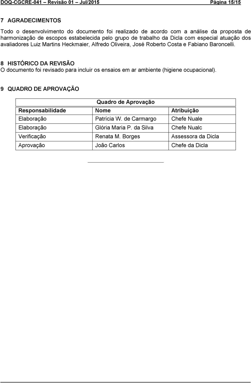 8 HISTÓRICO DA REVISÃO O documento foi revisado para incluir os ensaios em ar ambiente (higiene ocupacional).