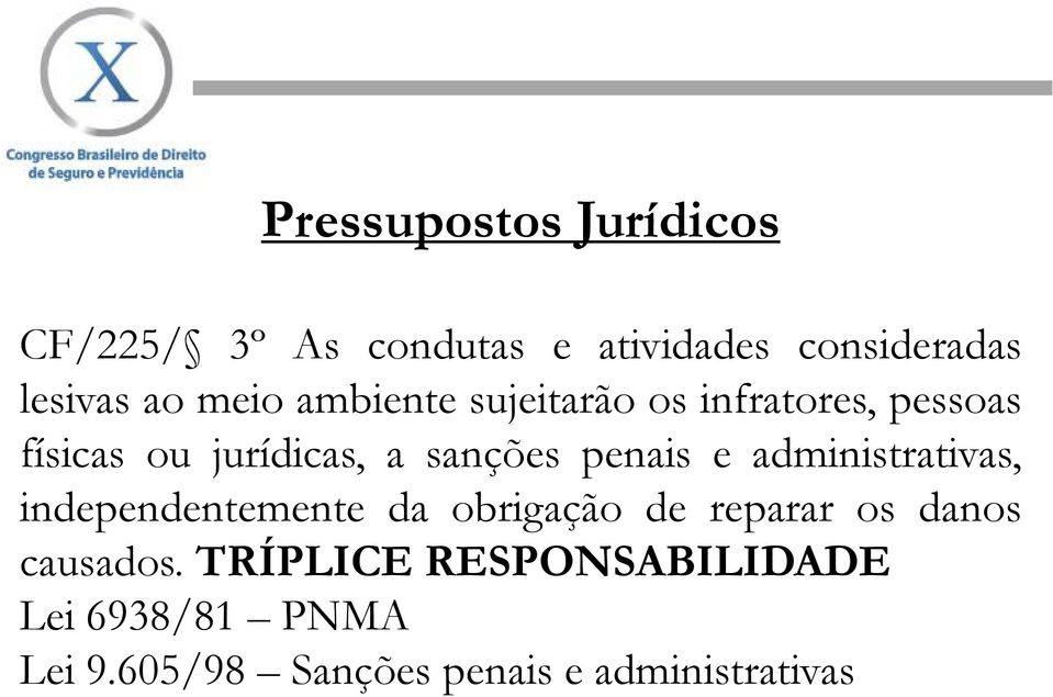 sanções penais e administrativas, independentemente da obrigação de reparar os