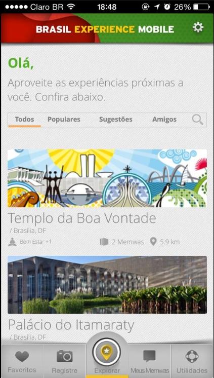 Brasil Experience Mobile Além de apresentar informações sobre os destinos, destaca a experiência,