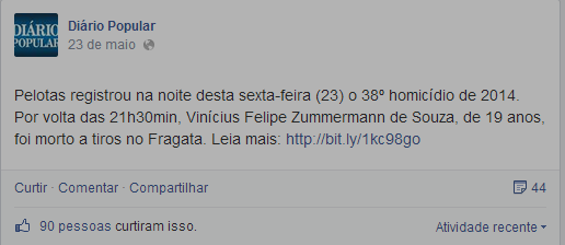 Nesse sentido, mesmo que elas não tenham atingido picos de curtidas, comentários ou compartilhamentos, elas conseguiram destaque, pois foram as que constantemente tiveram comentários dos leitores.