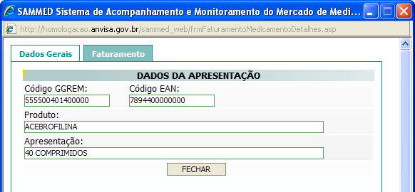 4.3 Faturamento (Formulário) Faturamento descrito na Nota Fiscal com impostos,