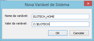 Após a instalação do Apache Tomcat, é necessário incluir nas variáveis de ambiente do Windows a variável CATALINA_HOME e ELOTECH_HOME, na variável CATALINA_HOME colocar no