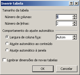 Clique no canto superior da matriz e arraste o rato de forma a seleccionar o número de células que pretende para a sua tabela.