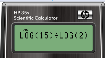 115 Utilizaram a calculadora da seguinte forma: primeiro, apertaram a tecla, para habilitar função logaritmo, a tecla do logaritmo de base 10, o algarismo 15, a tecla da operação de divisão, a tela,