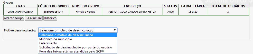 29 5.6. Desvincular Usuário O procedimento de desvincular pode ser realizado a partir da tela de visualização dos detalhes do usuário.