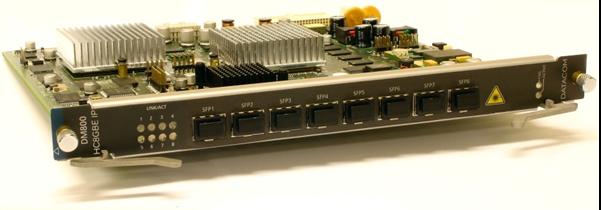 Placas de Serviço Ethernet DM800HC8GBE IP A placa de interface DM800HC8GBE IP agrega à plataforma multisserviço DM800 capacidades de mapeamento e terminação de conexões TDM nx64kbit/s com alta