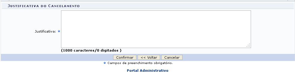 Será exibida a tela abaixo e selecione o processo que deseja cancelar