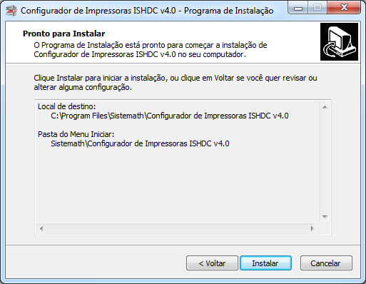 10- Será exibida uma tela com o resumo da configuração feita. Caso haja um erro, clique em voltar até a tela responsável pela configuração e altere. Caso esteja tudo certo, clique em Instalar.