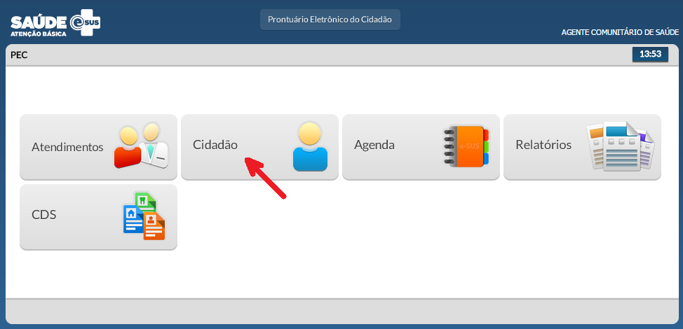 Etapa 1 - Pesquisa do cidadão na base local do E-SUS: Para realizar o cadastro territorial é necessário que o cidadão já esteja cadastrado na base local do E-SUS, ou seja, é necessário que o mesmo