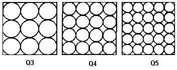 Questão 2 (UFPE) Nas figuras abaixo os quadrados Q 3, Q 4 e Q 5 têm lados com mesmo comprimento L e os discos, em cada quadrado, têm diâmetros L/3, L/4 e L/5 respectivamente.