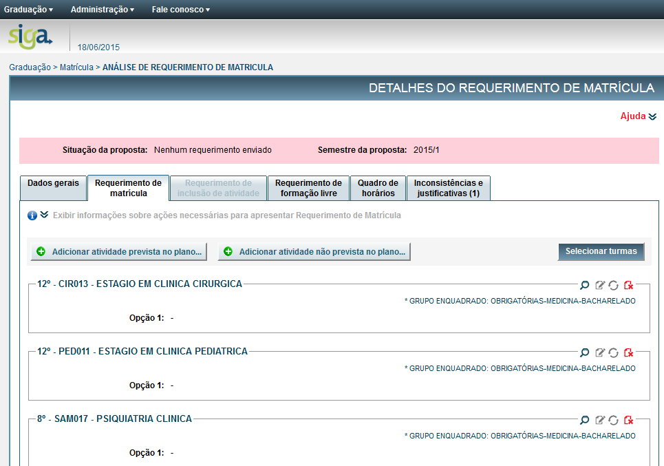 1. Selecionar as turmas desejadas.