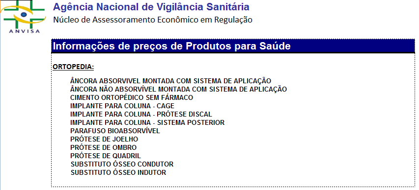 ANVISA- Informações Econômicas FERRAMENTA DE CONSULTA DE PREÇOS DE PRODUTOS PARA