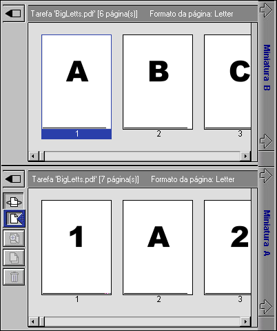 SPOOLER 52 3 Na Miniatura B, selecione as páginas e mantenha o botão do mouse pressionado para arrastar as páginas selecionadas para uma nova posição na Miniatura A.