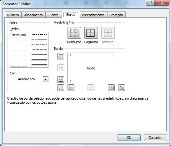 Figura 12: Formatando a borda da tabela.