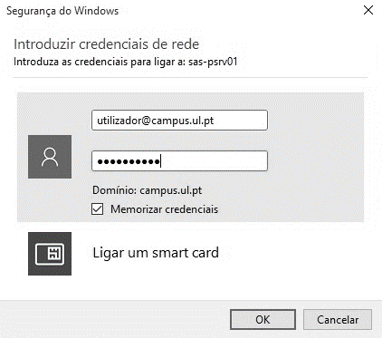 WINDOWS 10 Aceder ao Menu iniciar e digitar: \\sas-psrv01.sas.ul.