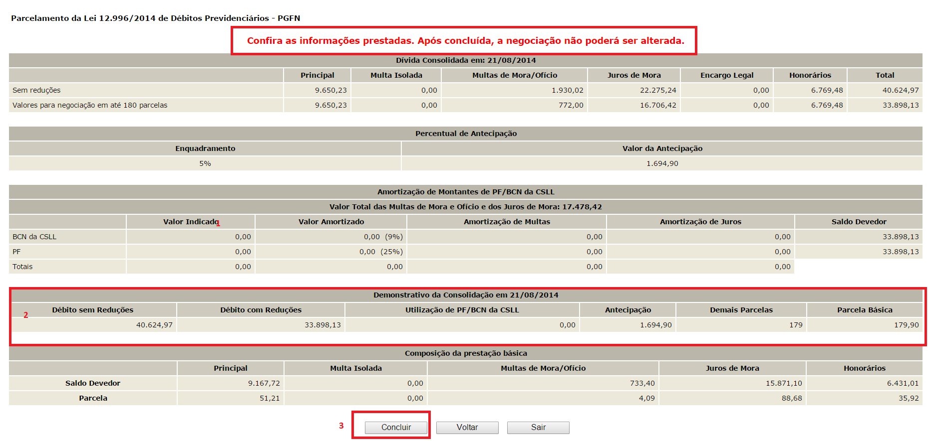 TELA: CONFIRMAÇÃO DA