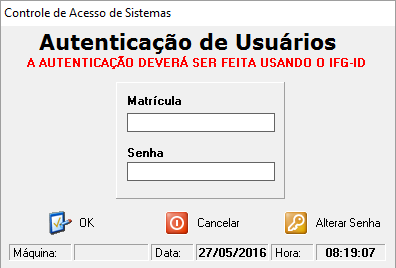 1. Tela de login Para acessar o Sistema de Geração de Certificados ENEM, o servidor deverá abrir o programa chamado CertificadosEnem.exe, instalado em sua estação de trabalho.