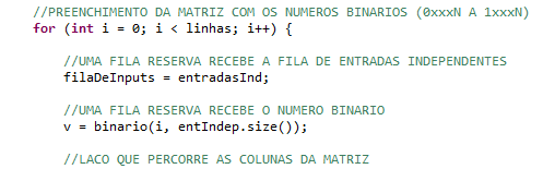 que retorna a matriz aonde serão colocados os resultados: Figura 2.15: Outro trecho do código em c++ A matriz retornada será usada enquanto houver portas a serem resolvidas.