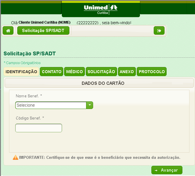 1. Login de acesso Portal de Solicitação SP/SADT [Digite texto] Após clicar no link para acesso ao Portal de solicitação SP/SADT, informar o login e a senha de acesso (lembrando que é a mesma