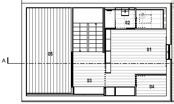 Piso 0 Casa A: hall, circulação, sala e cozinha. Casa B: hall de entrada.