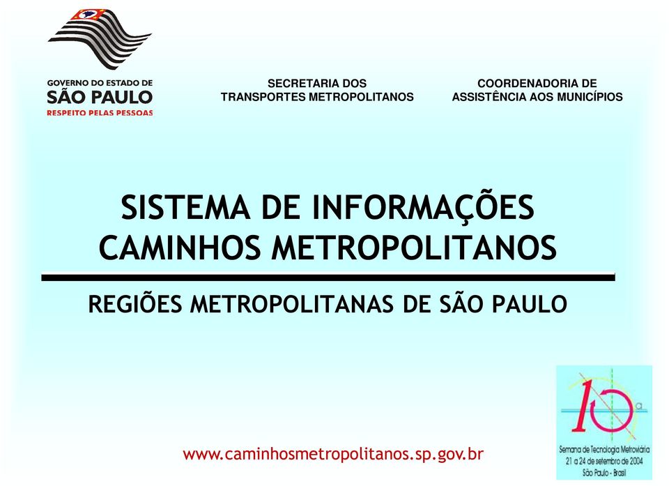 REGIÕES METROPOLITANAS DE SÃO