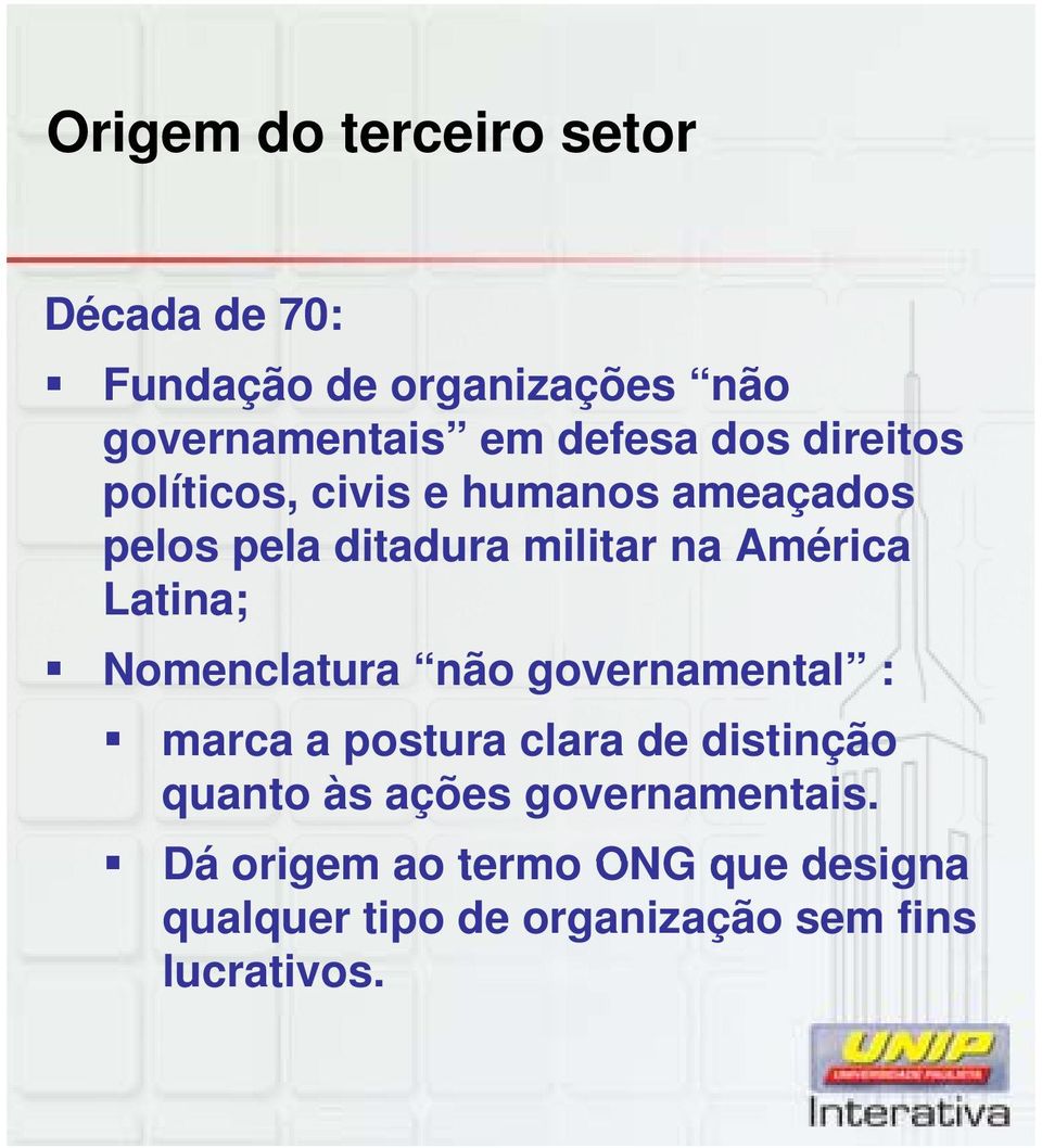 Latina; Nomenclatura não governamental : marca a postura clara de distinção quanto às ações