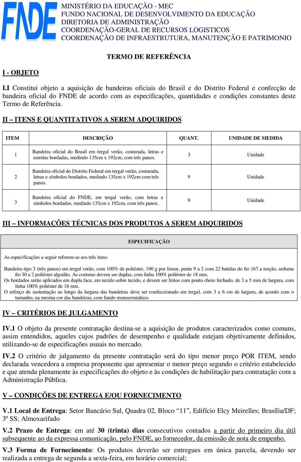 Termo de Referência. II ITENS E QUANTITATIVOS A SEREM ADQUIRIDOS ITEM DESCRIÇÃO QUANT.