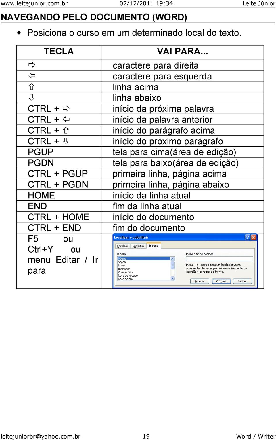 .. caractere para direita caractere para esquerda linha acima linha abaixo início da próxima palavra início da palavra anterior início do parágrafo acima início do