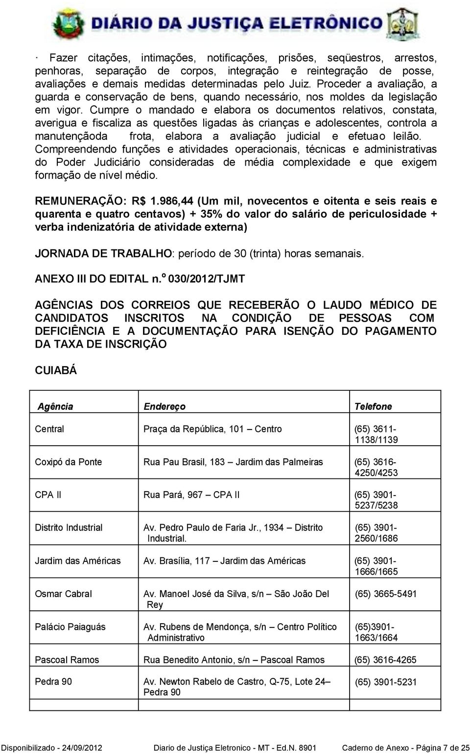 Cumpre o mandado e elabora os documentos relativos, constata, averigua e fiscaliza as questões ligadas às crianças e adolescentes, controla a manutençãoda frota, elabora a avaliação judicial e efetua