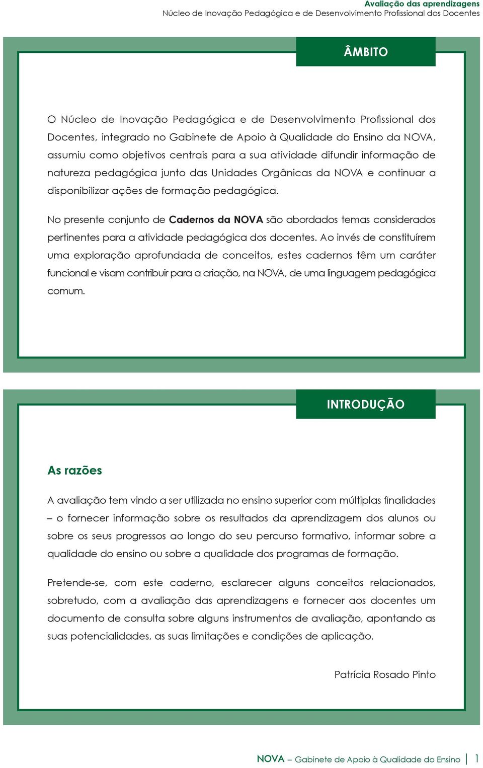 No presente conjunto de Cadernos da NOVA são abordados temas considerados pertinentes para a atividade pedagógica dos docentes.