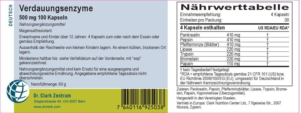 Nahrungsergänzungsmittel sind kein Ersatz für eine ausgewogene und abwechslungsreiche Ernährung. Angegebene empfohlene Tagesdosis nicht überschreiten.