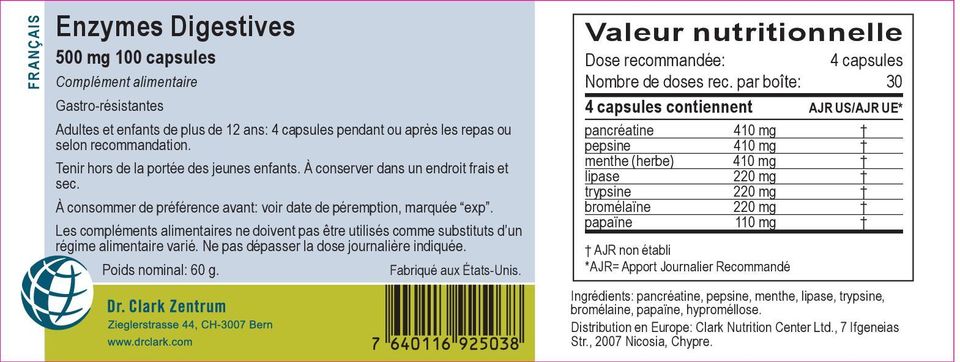 Les compléments alimentaires ne doivent pas être utilisés comme substituts d un régime alimentaire varié. Ne pas dépasser la dose journalière indiquée. Poids nominal: 60 g. Fabriqué aux États-Unis.